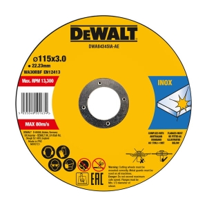 DWA8434SIA DEWALT Tarcza do cięcia INOX 115X22.23X3 mm HIGH PERFORMANCE