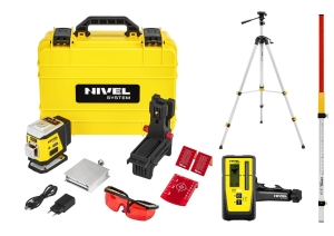 Nivel System CL3R LASER KRZYŻOWY CZERWONY 3x360  Zestaw ze statywem SJJ-M1 EX, odbiornikiem RD800 i łatą LS-24