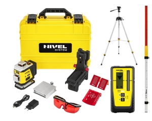 Nivel System CL4R LASER KRZYŻOWY CZERWONY 4x360 Zestaw ze statywem SJJ-M1 EX, odbiornikiem RD800 i łatą LS-24