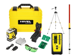 Nivel System CL4G LASER KRZYŻOWY ZIELONY 4x360 Zestaw ze statywem SJJ-M1 EX, odbiornikiem RD800 i łatą LS-24