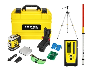 Nivel System CL4B LASER KRZYŻOWY NIEBIESKI 4x360 Zestaw ze statywem SJJ-M1 EX, odbiornikiem RD800 i łatą LS-24
