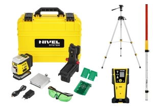 Nivel System CL3G LASER KRZYŻOWY ZIELONY 3x360  Zestaw ze statywem SJJ-M1 EX, odbiornikiem CLS-5 i łatą LS-24