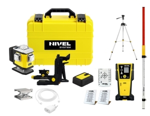 Nivel System CL5B LASER KRZYŻOWY NIEBIESKI 5x360 Zestaw ze statywem SJJ-M1 EX, odbiornikiem CLS-5 i łatą LS-24