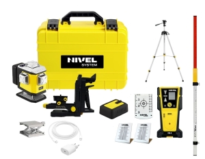 Nivel System CL5V LASER KRZYŻOWY FIOLETOWY 5x360 Zestaw ze statywem SJJ-M1 EX, odbiornikiem CLS-5 i łatą LS-24