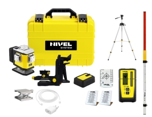 Nivel System CL5V LASER KRZYŻOWY FIOLETOWY 5x360 Zestaw ze statywem SJJ-M1 EX, odbiornikiem RD800 i łatą LS-24