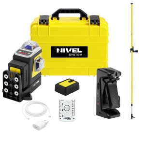 Nivel System CLx3R MOTOR LASER KRZYŻOWY CZERWONY 3x360 Zestaw z Tyczką LP-36