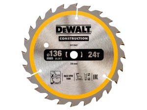 DT1947 DEWALT Tarcze do pilarek ręcznych 136x10mm 24T (DC)